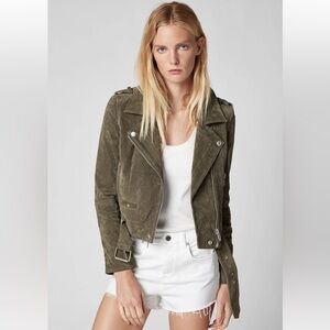 BlankNYC Cropped Suede Moto Jacket